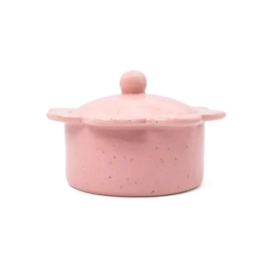Target Bulleye's Pink Speckled Mini Ceramic Pot With Lid 106 oz NWT Oven Safe s2